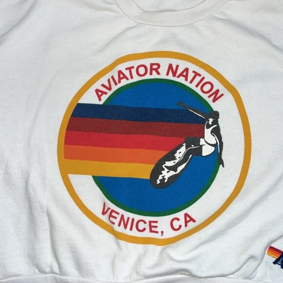 Aviator Nation White Cropped Crewneck in size XS - Picture 3 of 6